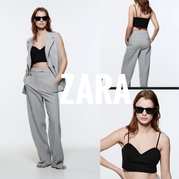 BNWOT Zara Women's STRAP CROP Bustier TOP size S - Picture 1 of 4